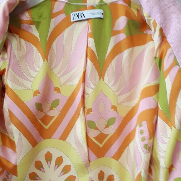 NWT Zara pink textured fabric fitted blazer w/ statement buttons & lining, XL - Picture 15 of 16